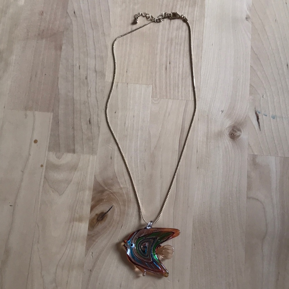 Blown glass fish necklace